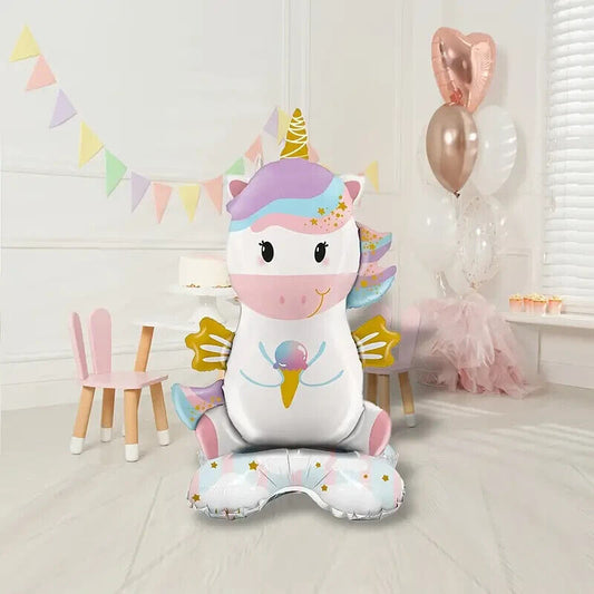 3D SITTING Unicorn ICE CREAM Foil Balloon Children Birthday Party Kids Gift UK