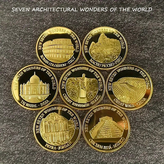 Seven Wonders Of The World Commemorative Coin Collectible Gift Him Her UK