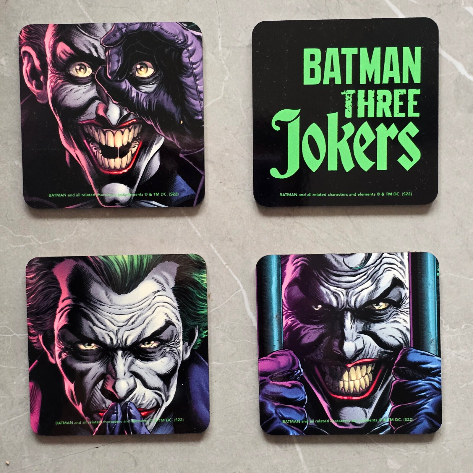 BATMAN JOKER FACES Coaster Retro TV Drinks Mat BLACK MULTI BATMAN THREE JOKERS