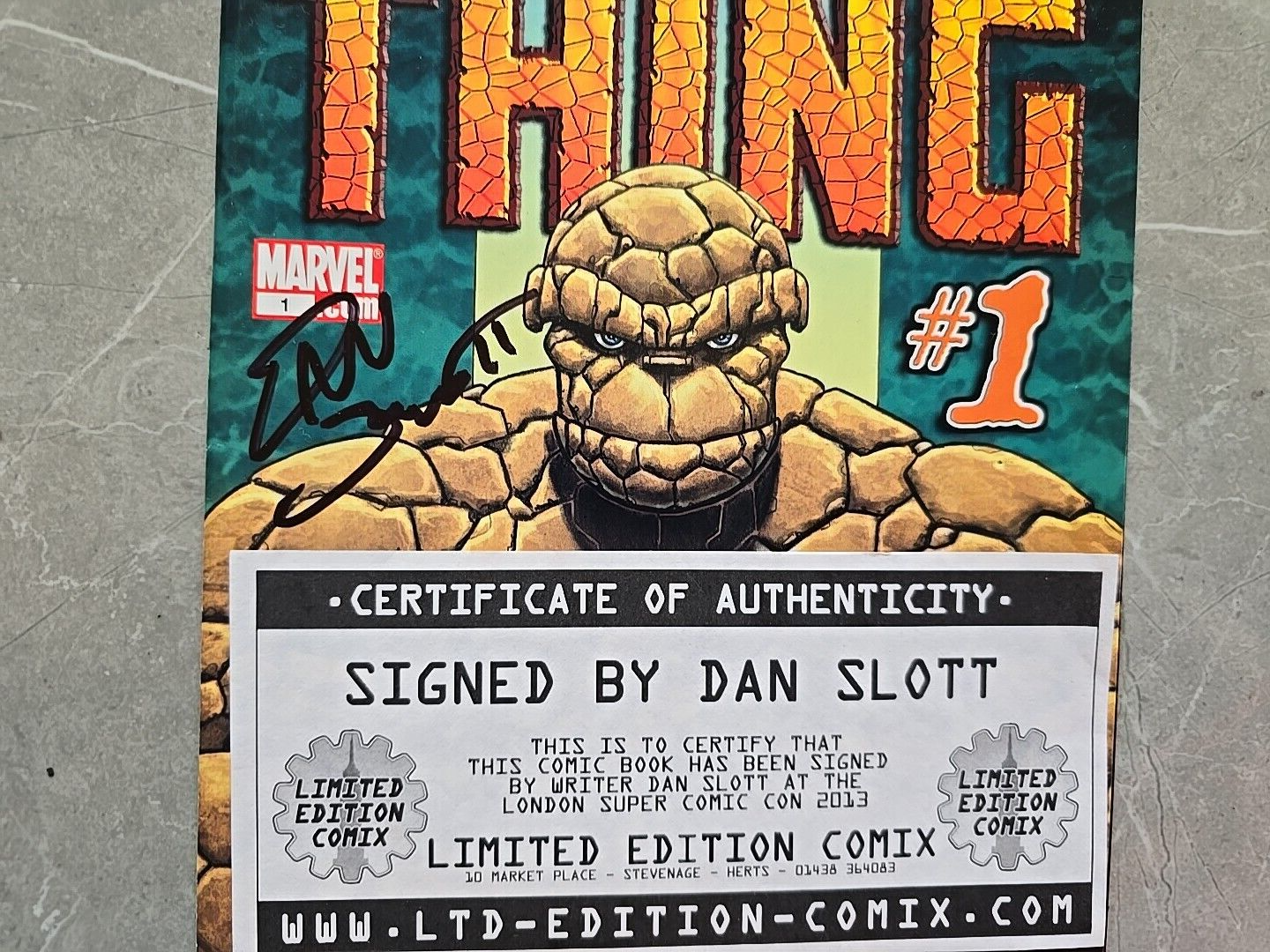 THE THING FULL SET # 1-8 2006 SIGNED BY DAN SLOTT NEVER READ MARVEL CIRTIFICATE