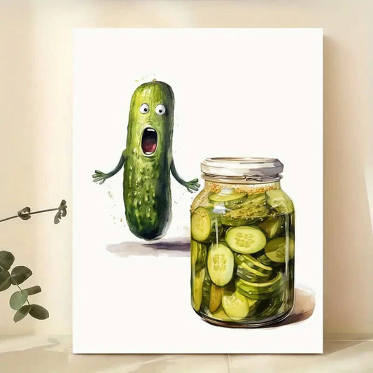 Cucumber Kitchen Canvas Print Fresh Funny Pickle Canvas Art JOKE SCARED FOOD