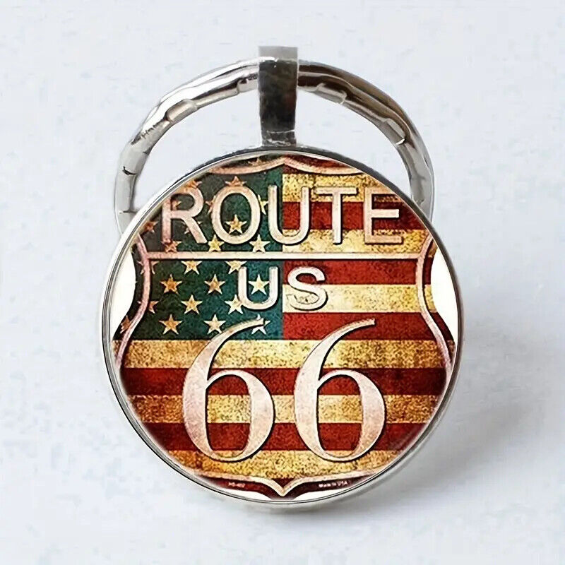 Route 66 Keyring KAYCHAIN AMERICAS HIGHWAY FLAG ARIZONA 1926 1983 MOTHER ROAD