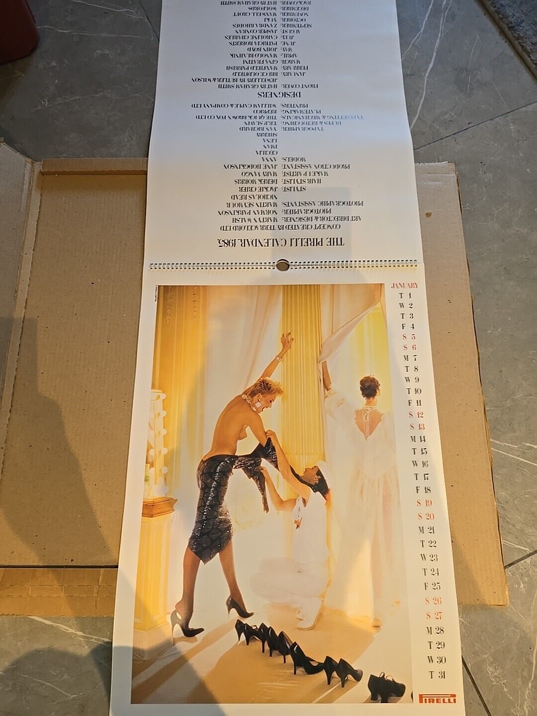 Vintage 1985 PIRELLI CALENDER Top 1980s Clothing Designer Conran Zandra Rhodes