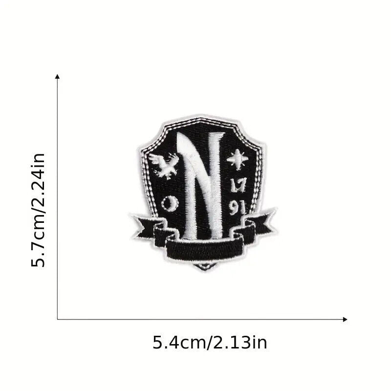 Wednesday Addams Family Silhouette Embroidered Iron On Patches Patch Black
