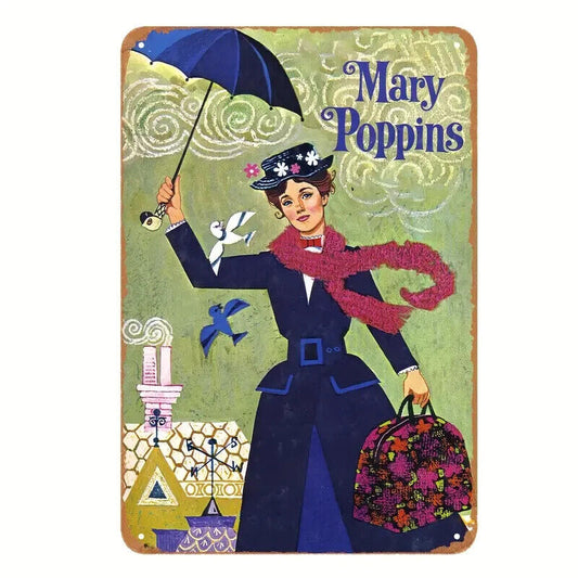 DISNEY MARY POPPINS TIN SIGN WALL GIRL BEDROOM NANNY GIFT XMAS UMBRELLA