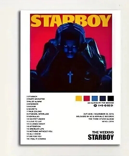 Weeknd Starboy CANVAS Album Singles Cover Poster Music Gift MUSIC WALL WEEKEND