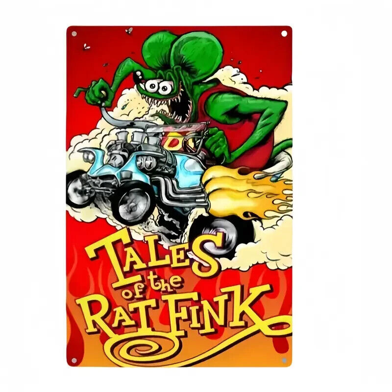 TALES OF THE RAT FINK Metal TIN Garage Sign Garden Bar BEDROOM CARTOON RETRO