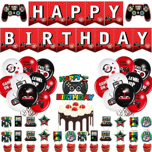 Gaming Birthday Party Decorations Balloons Fun Red Game Gamepad