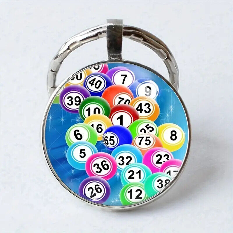 Lotto Bingo Game Balls Play Keyring KEYCHAIN SHAKE YELL BALL CARD MAKE ME ADULT