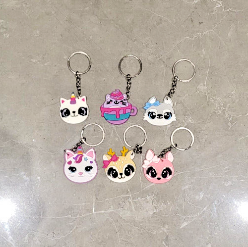 NOVELTY KEYRING RAINBOW BRIGHT OWL CAT MOUSE UNICORN DEER DOG FILLER PARTY