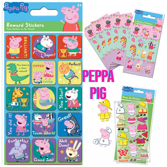 Peppa Pig Rainbow Foil Reward Sticker Pack Reusable Party Pack Carnival Dress up