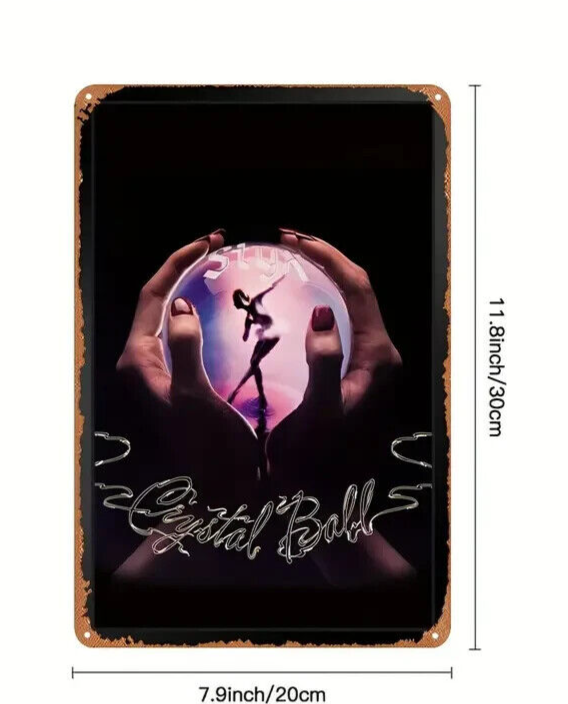 STYX BAND CRYSTAL BALL Tin Sign WALL MAN CAVE PUB BALLET ROCK BAND PURPLE