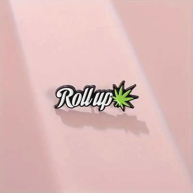 Roll Up Spliff Pin Badge Cannabis Weed Hemp Marijuana Leaf Brooch Hash THC