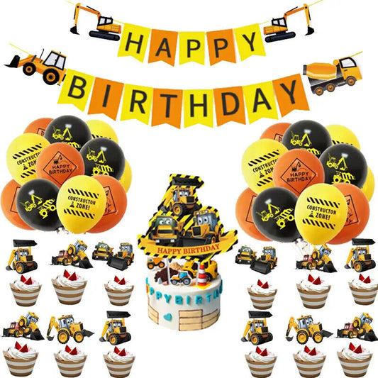 Tractor Birthday Party Decorations Balloons Digger Truck Banner Cake Topper Fun