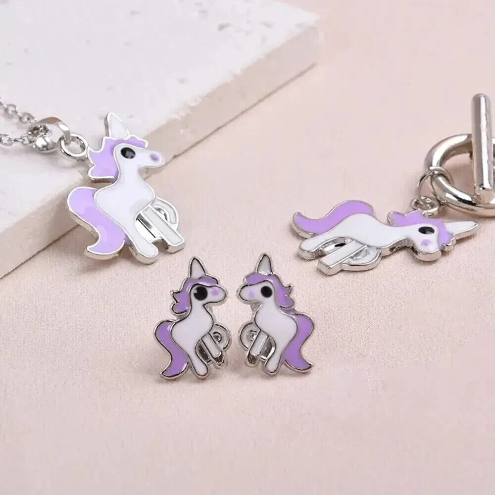 Girls Unicorn Light Watch Jewellery Gift Set Purse Earrings Necklace Bracelet