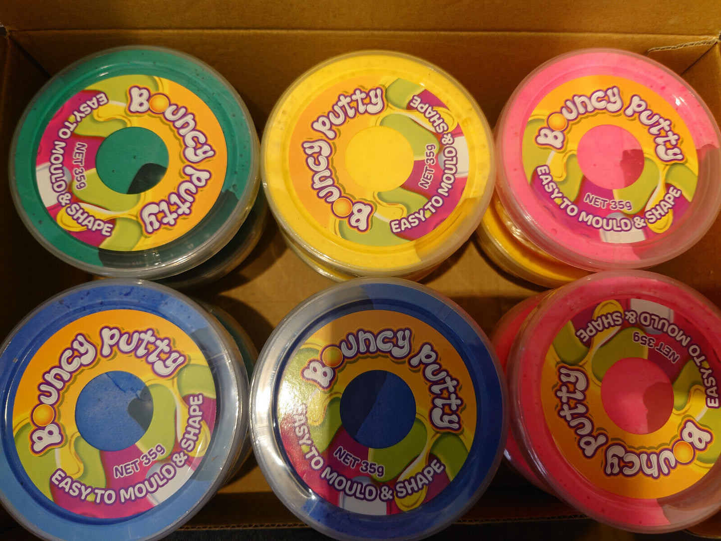 BOUNCING PUTTY NEON Colourful Bouncing Clay Stress Relief Toy Fillers BOUNCY