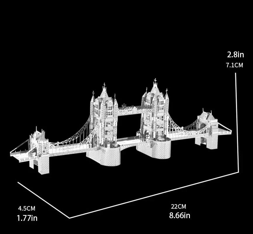 LARGE Tower Bridge London 3D Miniature Self Assembly Metal Model DIY Kit ENGLAND