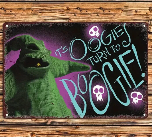 ITS OOGIE TURN TO BOOGIE MAN Tin Metal sign Halloween Horror Art Deco NETFLIX