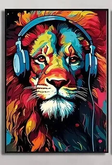 X LARGE ANIMAL Canvas Wall Art Movie Poster Print WOLF MONKEY LION BANKSY MULTI