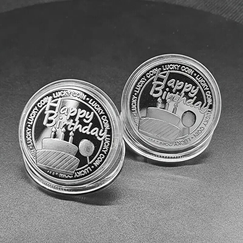 Happy Birthday Lucky Coin Sentimental Good Luck Coins SILVER Message Keepsake