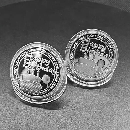 Happy Birthday Lucky Coin Sentimental Good Luck Coins SILVER Message Keepsake