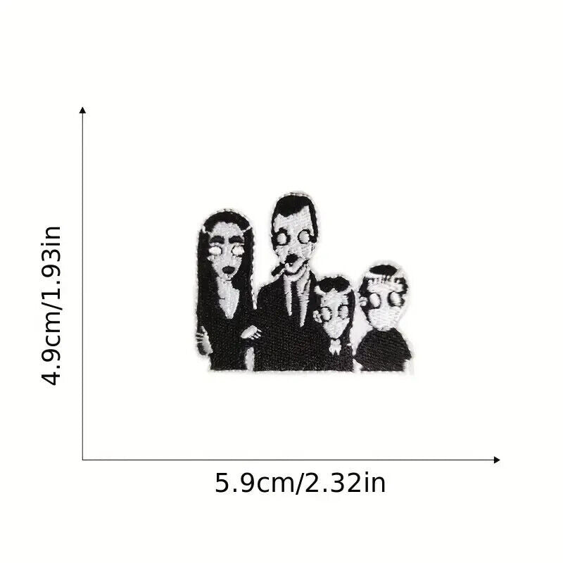 Wednesday Addams Family Silhouette Embroidered Iron On Patches Patch Black