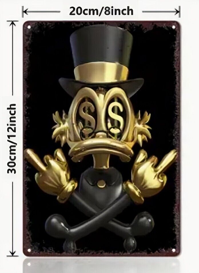 SCROOGE MCDUCK DONALD DOLLAR GOLD SUIT SWEAR Tin Metal sign GIFT Art Deco Movie