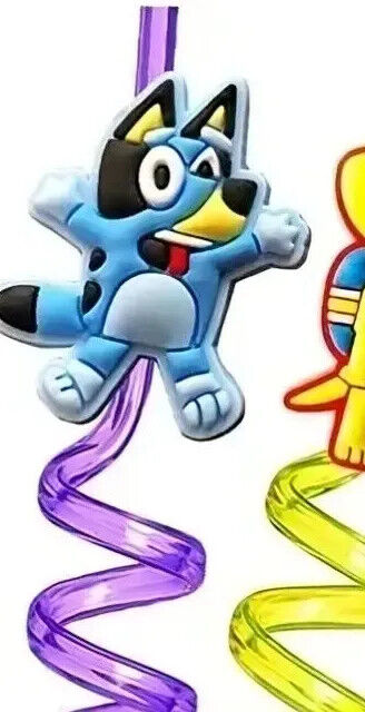 BLUEY NOVELTY CURLY STRAWS STRAW LUCKY BINGO SHAZAM CHLOE COCO CHILLI CBEEBIES