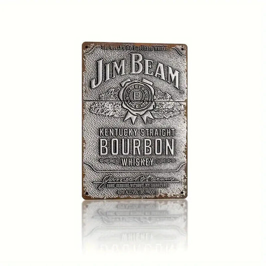 JIM BEAM Retro Tin Sign WALL MAN CAVE PUB ALCOHOL WHISKEY BOURBON XMAS BRANDY