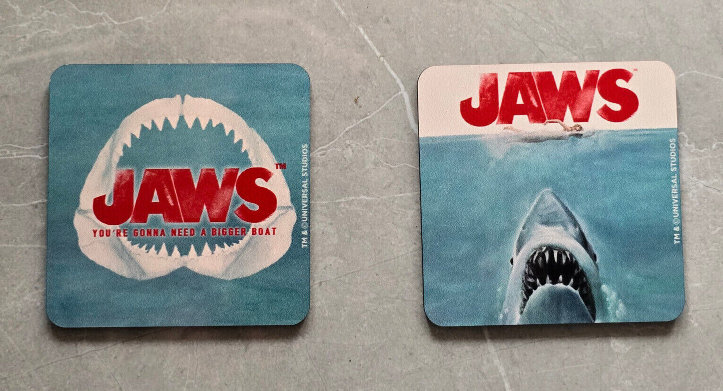 Jaws BIGGER BOAT COASTER SET Great White Shark Thriller Coffee Tea Drink MOVIE