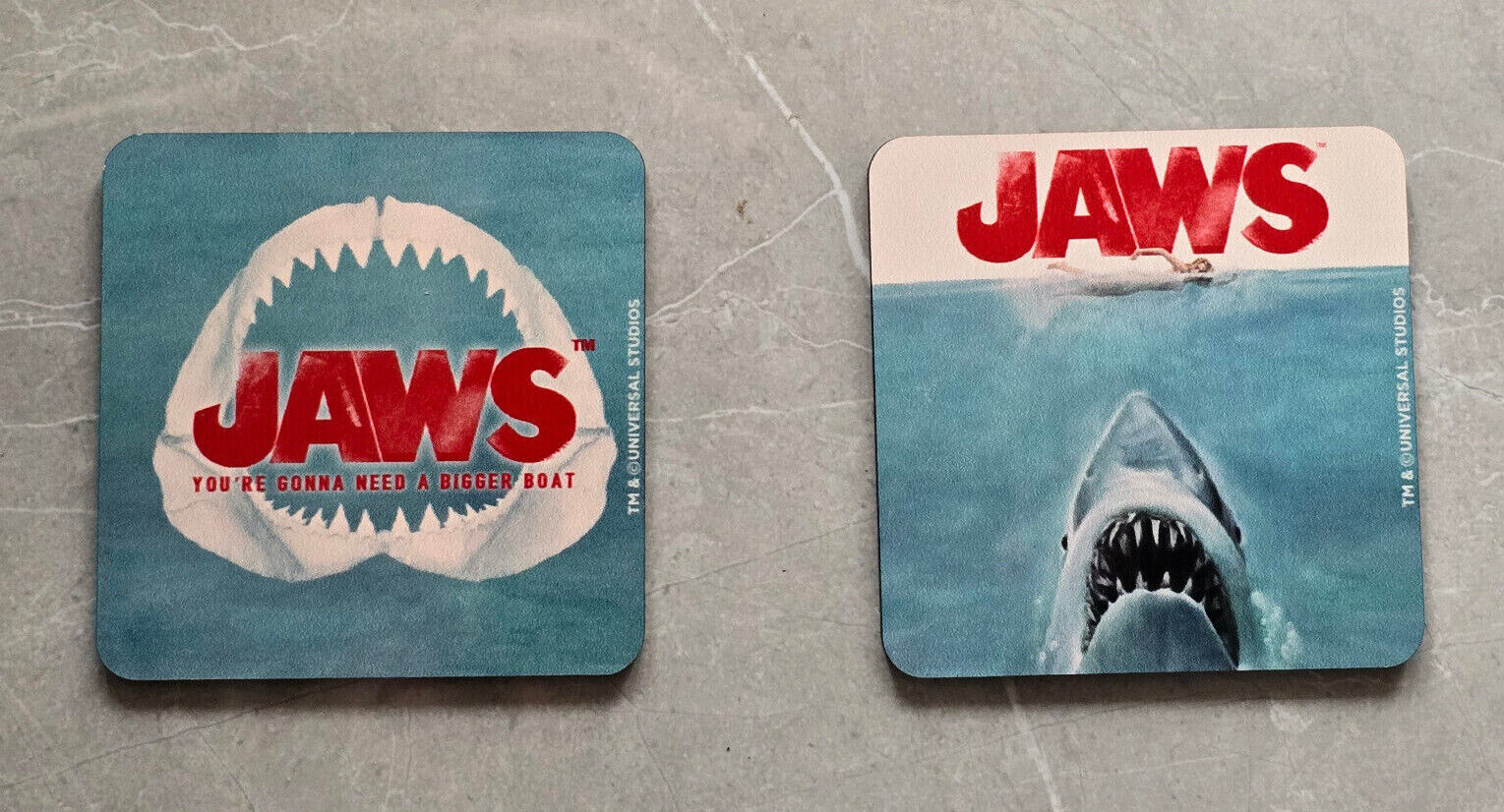 Jaws BIGGER BOAT COASTER SET Great White Shark Thriller Coffee Tea Drink MOVIE