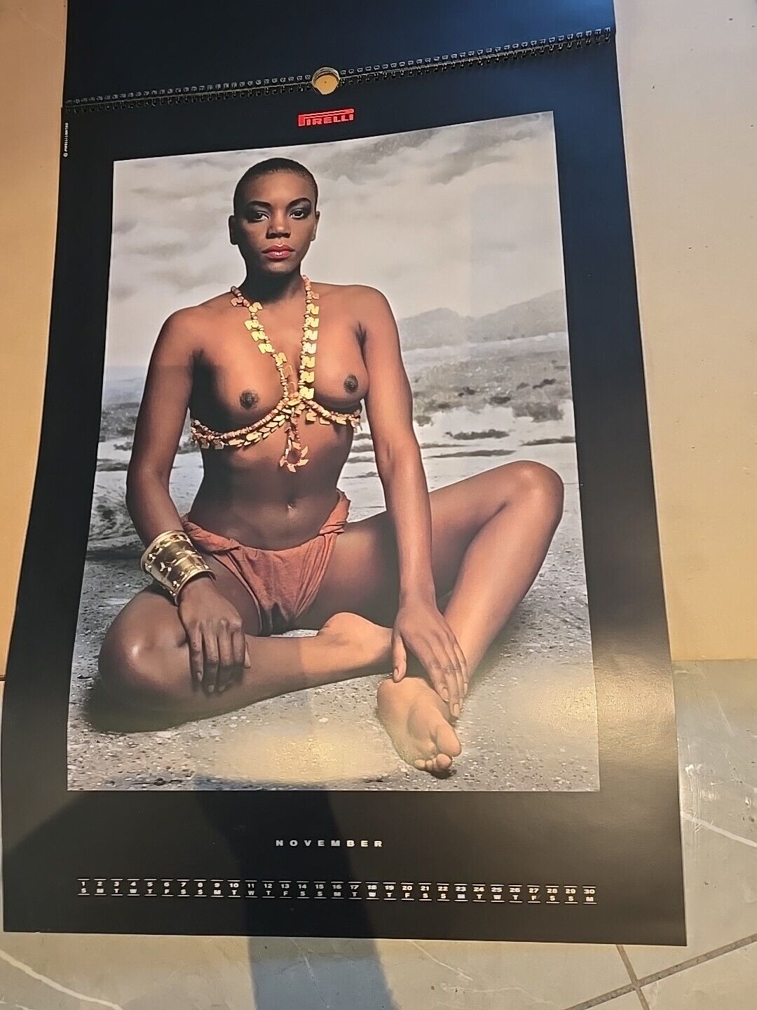 VINTAGE Pirelli 1987 printed calendar all 12 months cover original box BLACK