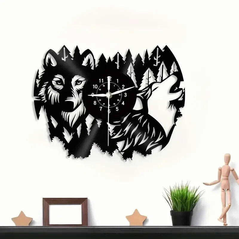 Wolf Wild Animals Vinyl Wall Clock Home Decor Gift Christmas Birthday Holiday