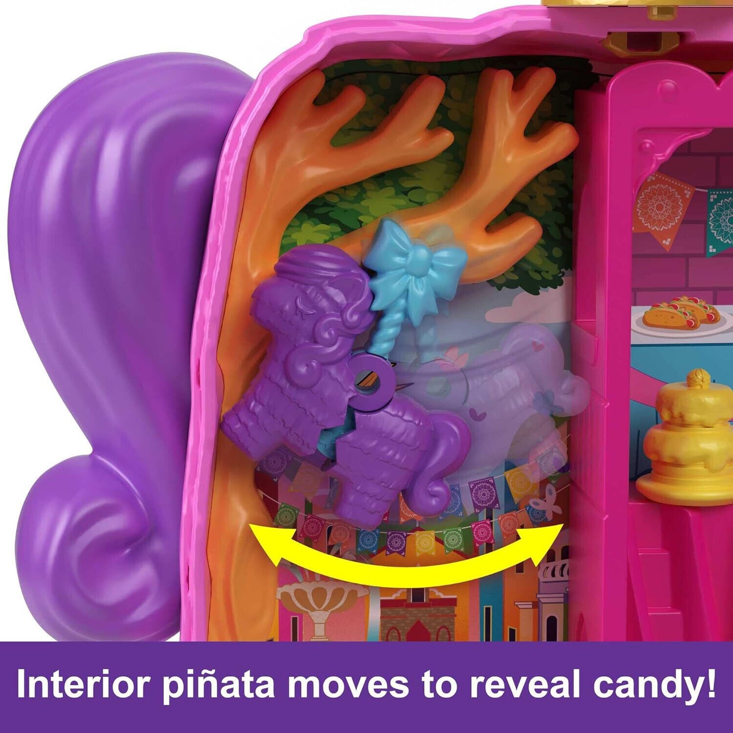 Polly Pocket Mini Toys, Piñata Party Compact Playset with 2 Micro Dolls and 14 A