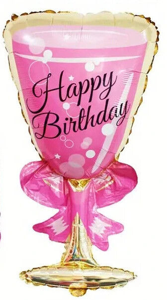 Champagne Bottle Glass Large Foil Balloon Happy Birthday Party Wedding Prom