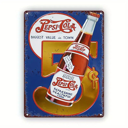 PEPSI COLA ADVERT Retro Tin Sign WALL MAN CAVE PUB PIN POP FIZZY 5 MERCH COKE