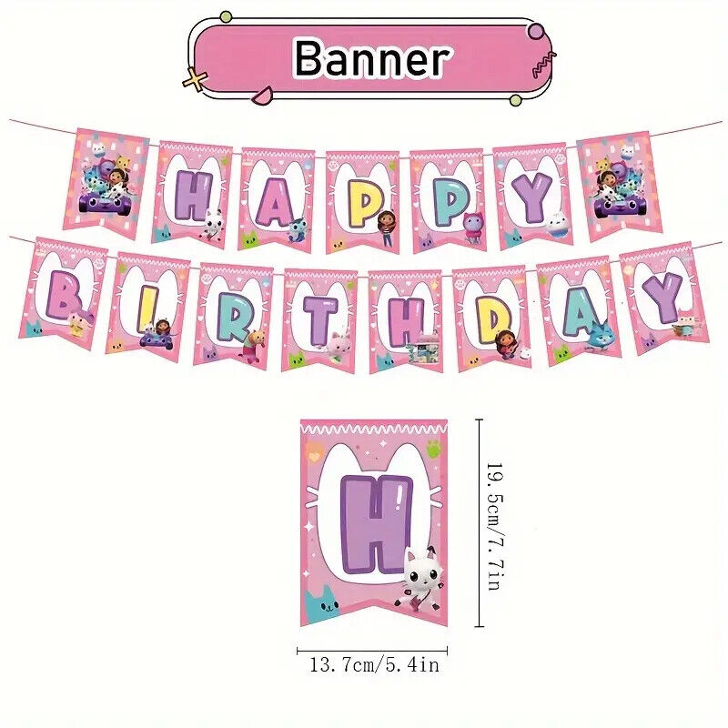Gabbys Dollhouse Theme Kids Birthday Party Supplies Decorations gabby's Balloon
