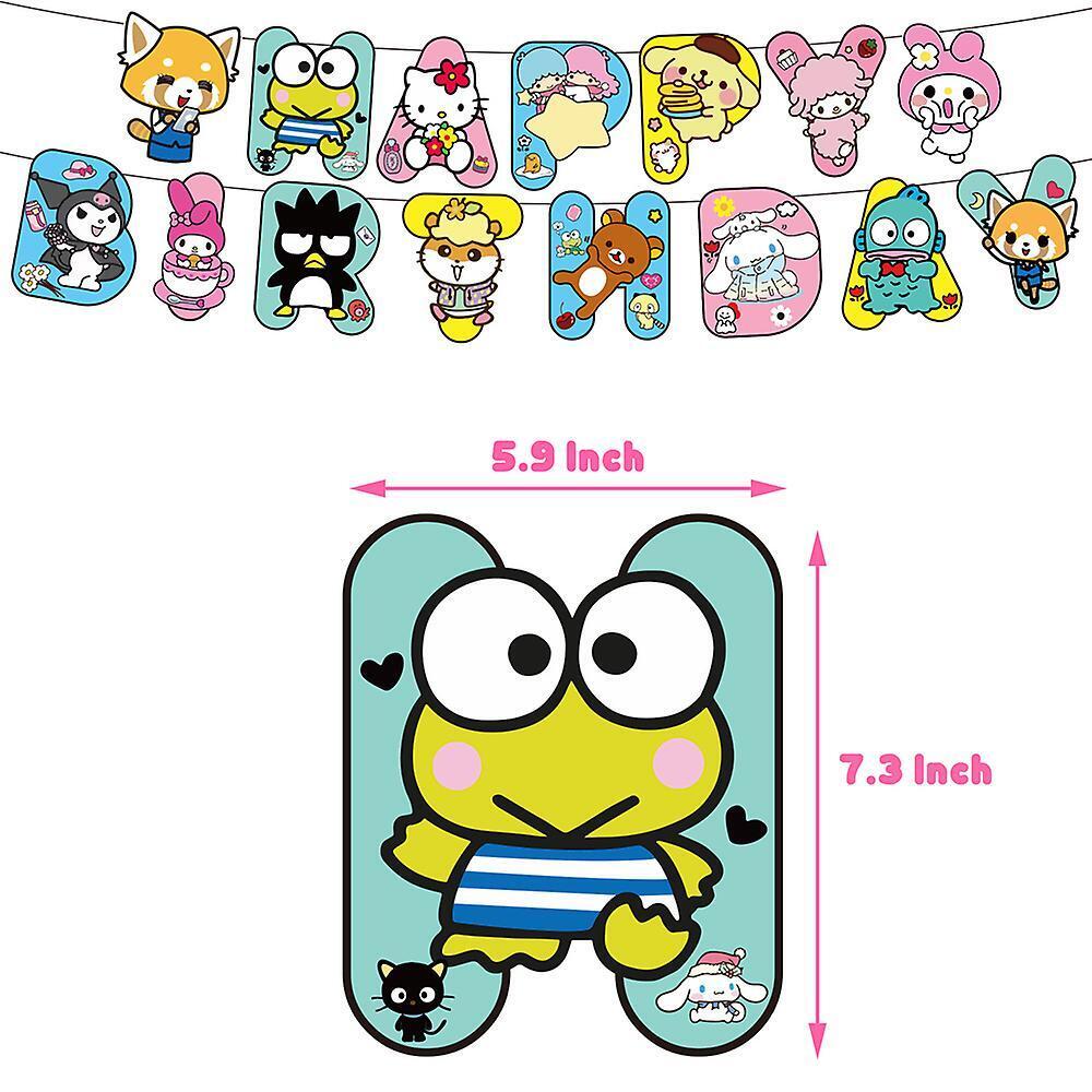Hello kitty Happy Birthday Balloons Banner Cake Toppers Party  Sanrio Frog Fox