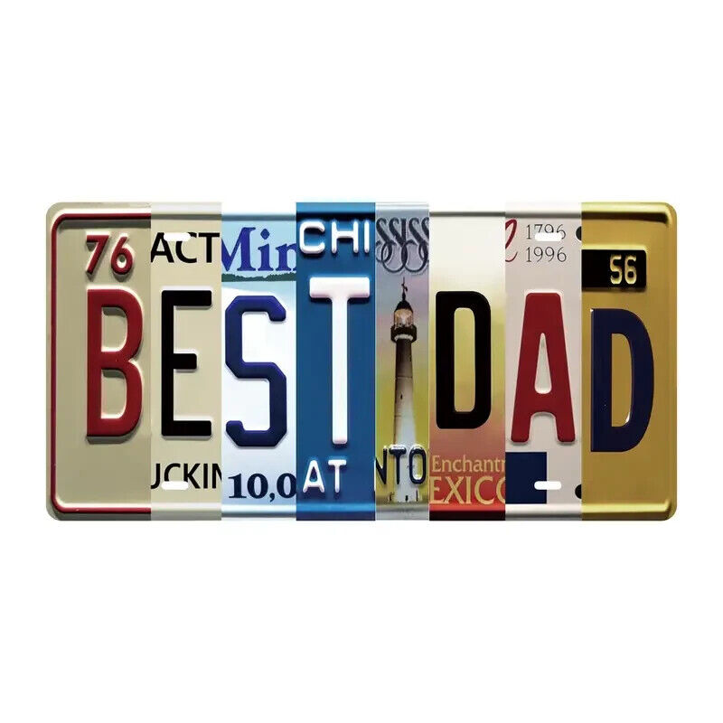 BEST DAD Fathers Day Gifts Sign Home Bars Metal Tin LICENSE NEW YORK LIBERTY