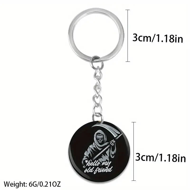 Grim Reaper Keyring HELLO MY FRIEND Keychain Clip Gift Death Cute ACRYLIC