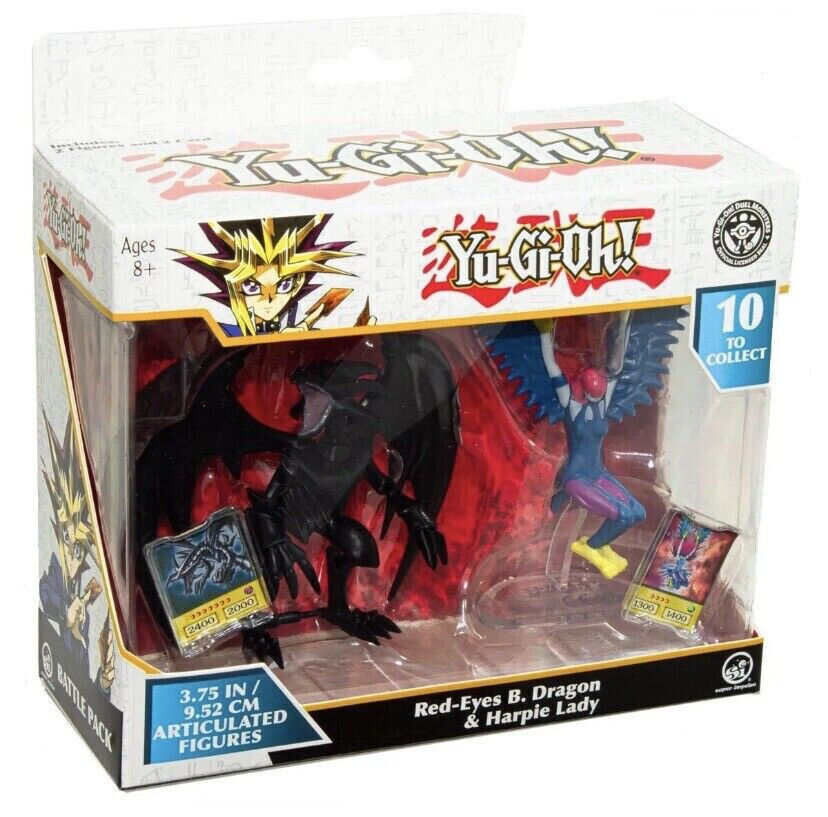Yu Gi Oh Red Eyes Black Dragon and Harpie Lady Articulated Figure Pack Ages 8+