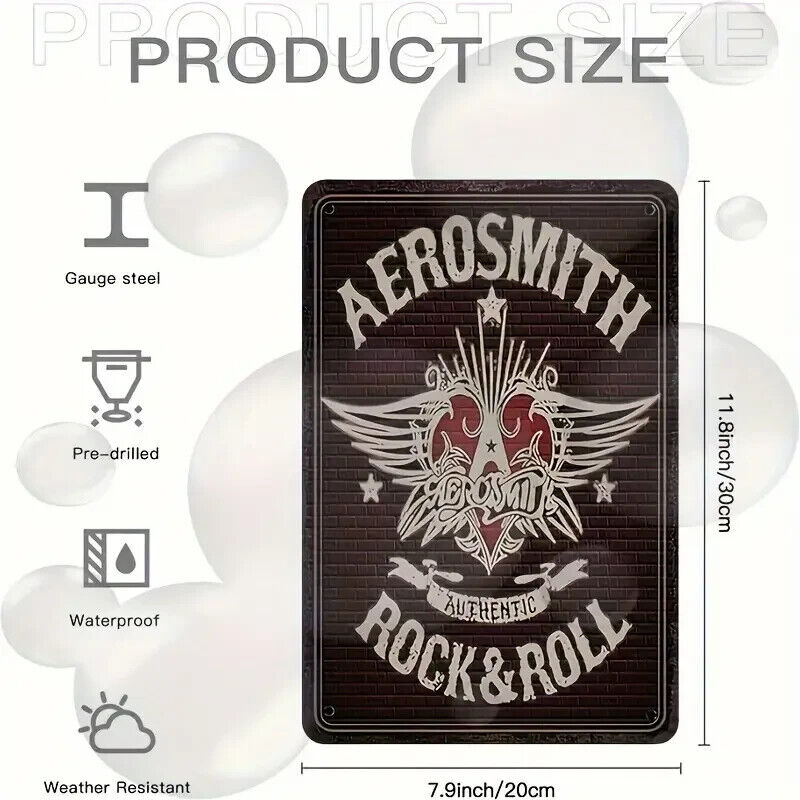 Aerosmith Rock & Roll AUTHENTIC tin 8" x 12" sign METAL MAN CAVE BAND MUSIC