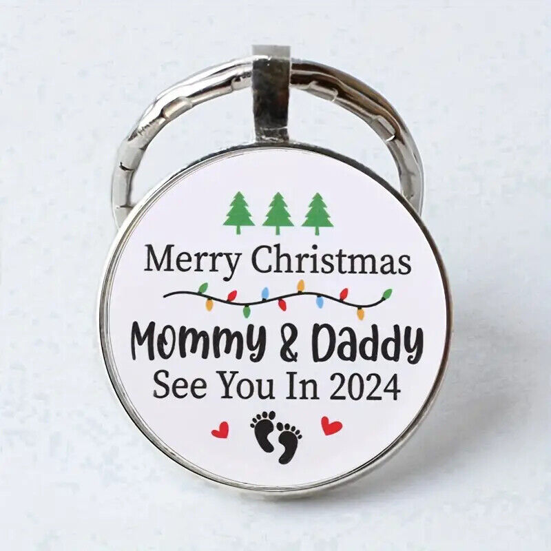 FIRST CHRISTMAS MUMMY DADDY 2024 Keyring KEYCHAIN NEW BABY NEWBORN MERRY THANK