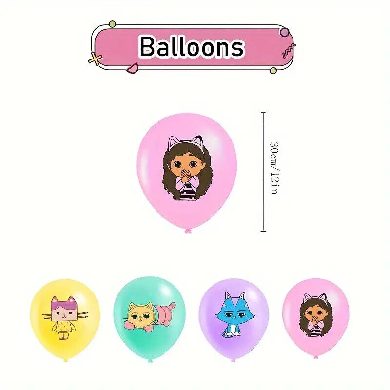 Gabbys Dollhouse Theme Kids Birthday Party Supplies Decorations gabby's Balloon