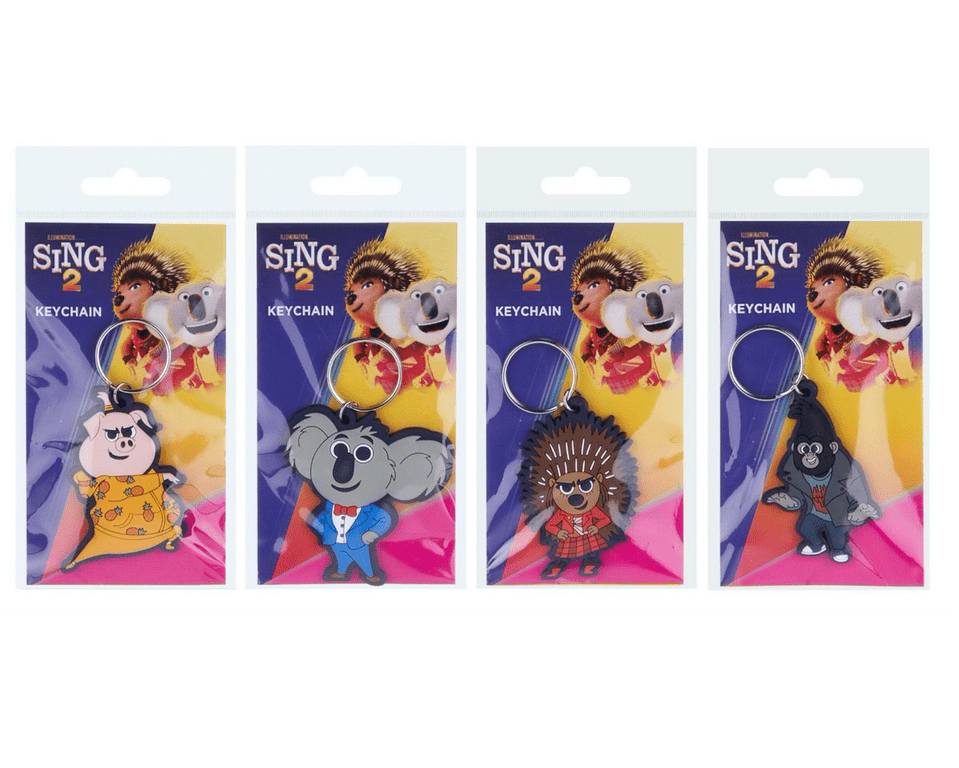 Sing 2 Official Licensed Movie Film Keyring Keychains JONNY GUNTER BUSTER ASH