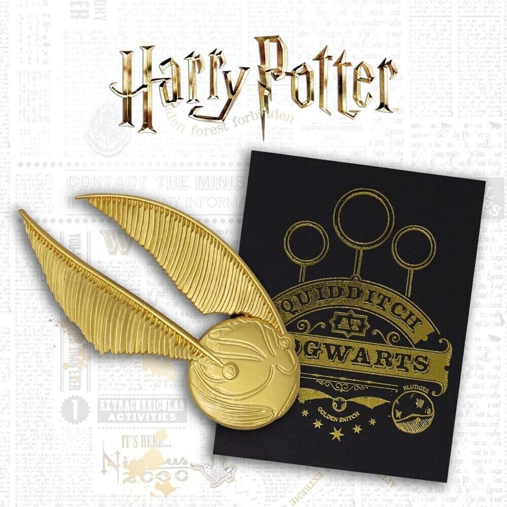 LIMITED EDITION Harry Potter Golden Snitch 24k Gold Plated XL Pin Badge HOGWARTS