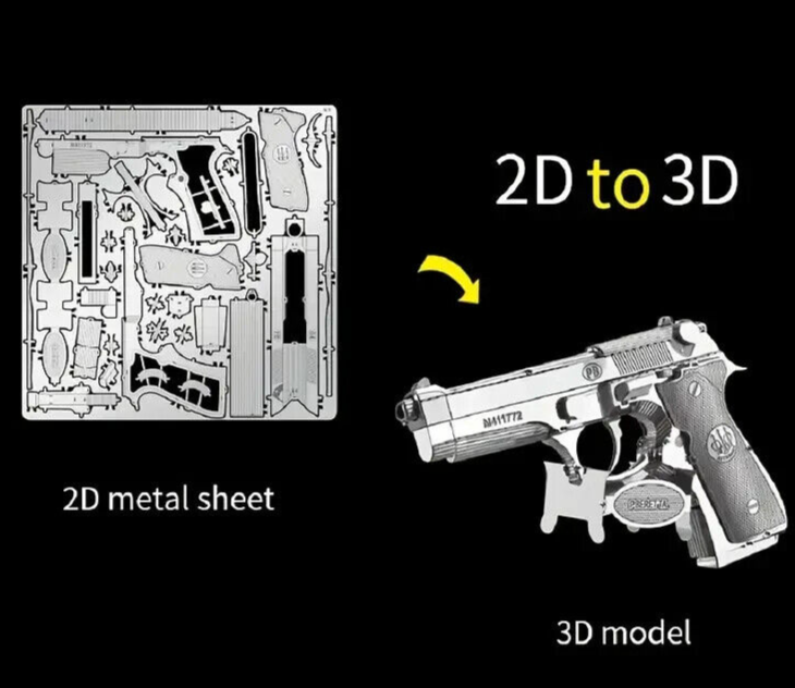 Beretta 3D Metal Puzzle Model Kits DIY Laser Cut PuzzleS Jigsaw Toy GUN SHOOT