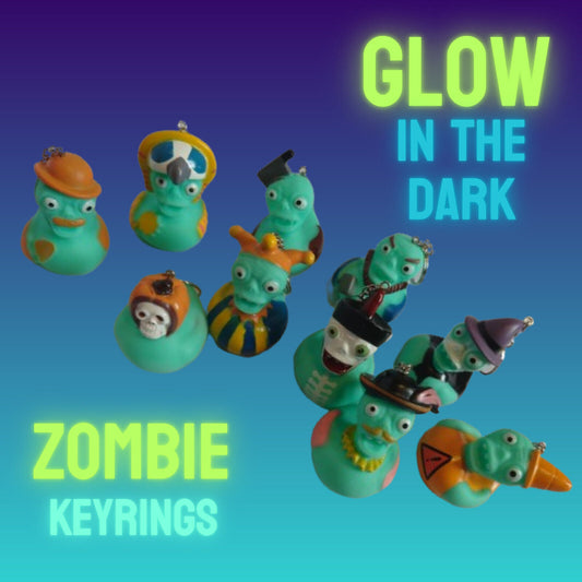 PLANTS VS ZOMBIES HORROR RUBBER DUCK GLOW IN THE DARK KEYRING KEYCHAIN HALLOWEEN