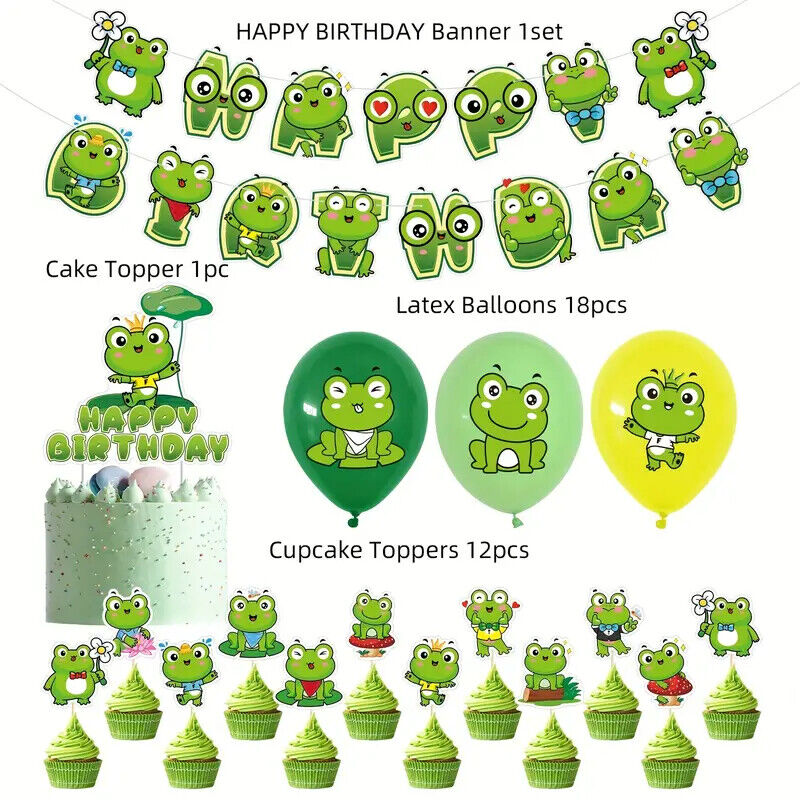 Frog Balloon Party Birthday Decorations Boys Girls Balloons Green Frog