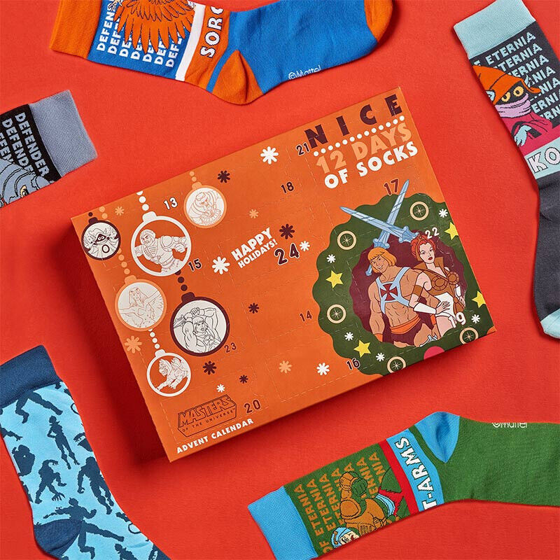 HE-MAN THE MASTERS OF THE UNIVERSE ‘NICE’ 12 DAYS OF SOCKS ADVENT CALENDAR Xmas 